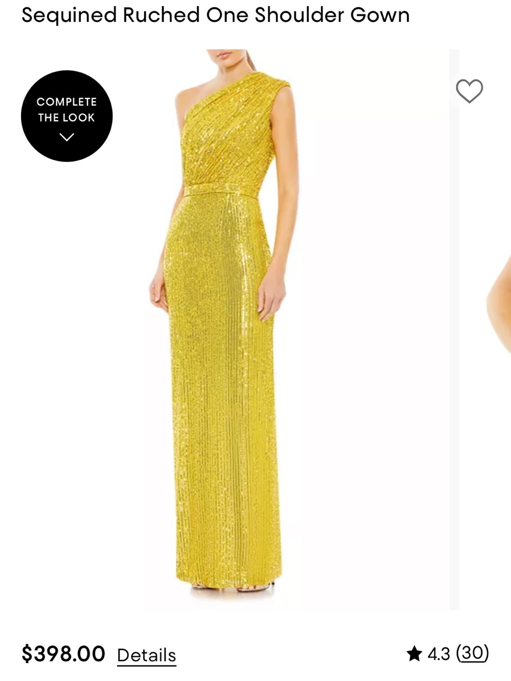 Mac Duggal sequined ruched one shoulder dress